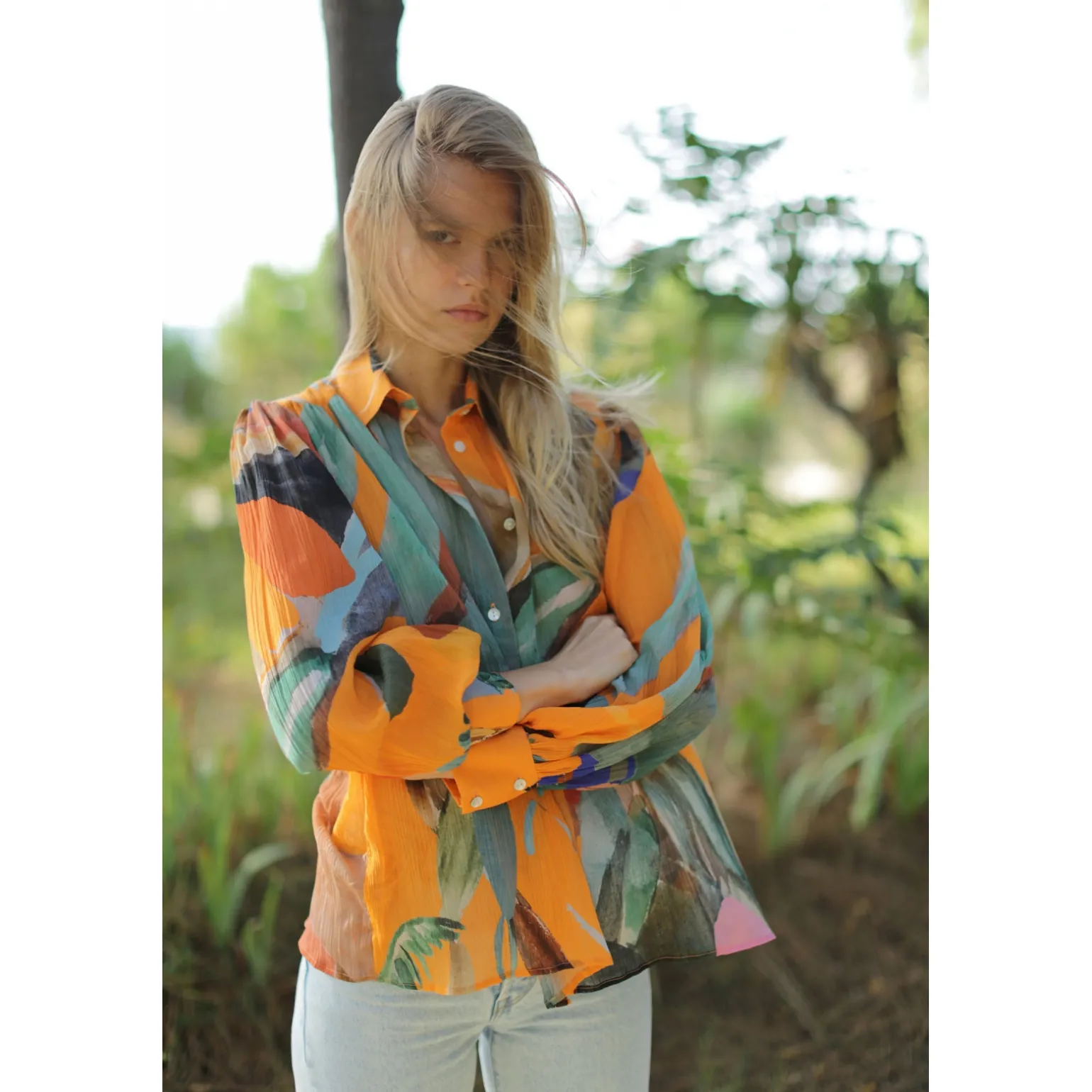 Blouse manches Ballon Dancing Wood Orange