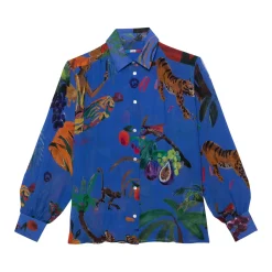 BLOUSE MANCHES BALLON FEMMES LUXE BLEU