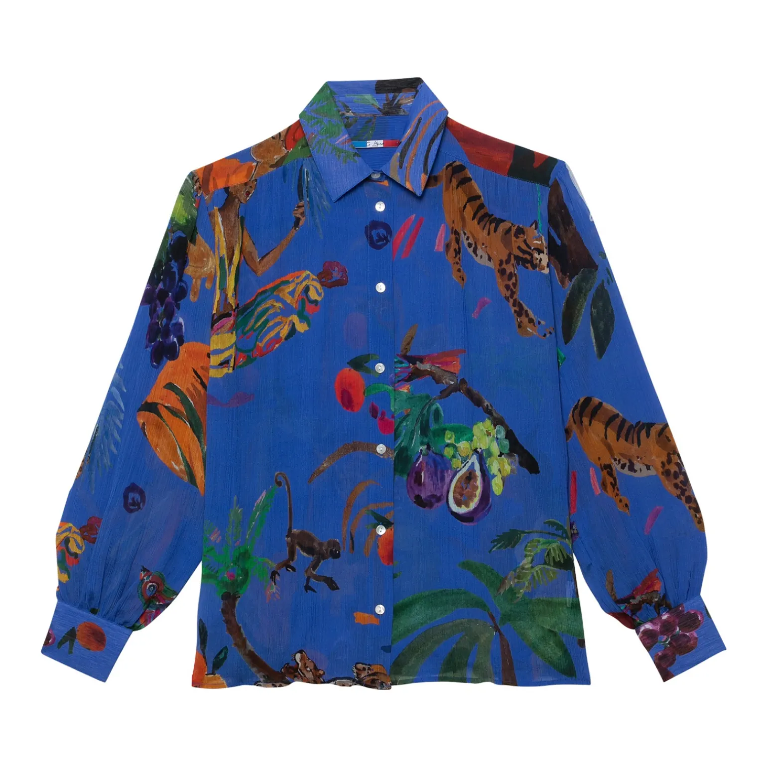 BLOUSE MANCHES BALLON FEMMES LUXE BLEU
