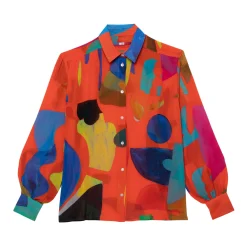 BLOUSE MANCHES BALLON RAINBOW ROUGE