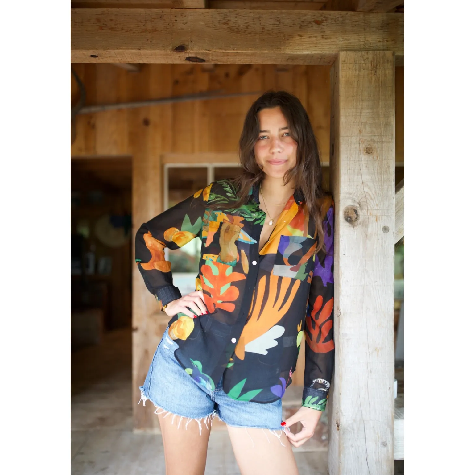 CHEMISE EN COTON SOIE Nero Frutad