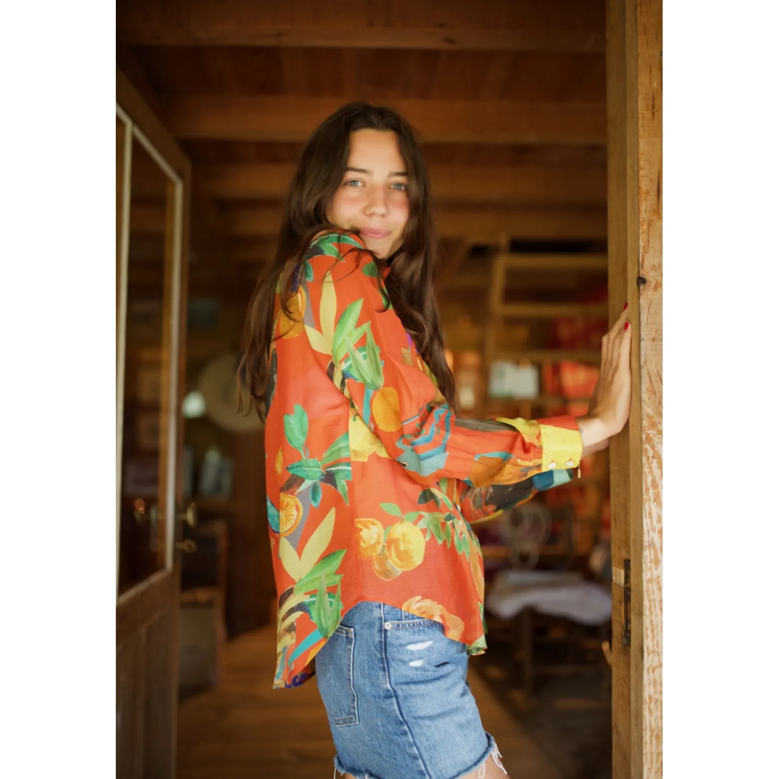 CHEMISE EN COTON SOIE Rojo