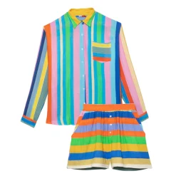 SHORT EN GAZE DE COTON PINK STRIPES ONE