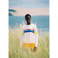 sweat-shirt Pink Blue Blue Stripes