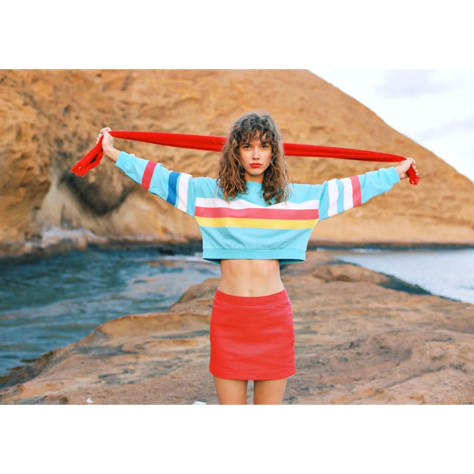 sweat-shirt White Red Yellow Stripes